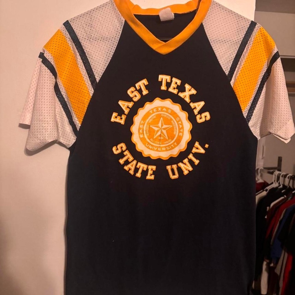 Vintage late 80's Champion East Texas State University black jersey size L